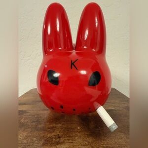 Red Lustre Glass Smorkin Labbit by Frank Kozik